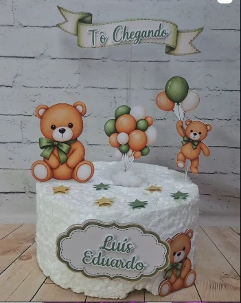 Topo de bolo de ursinho para chá de bebê